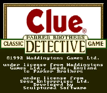 Clue (USA) screen shot title